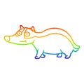 A creative rainbow gradient line drawing cartoon friendly badger