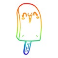 A creative rainbow gradient line drawing cartoon frozen ice lolly