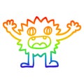 A creative rainbow gradient line drawing cartoon funny furry monster