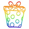 A creative rainbow gradient line drawing cartoon gift wrapped present Royalty Free Stock Photo