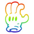 A creative rainbow gradient line drawing cartoon glove hand