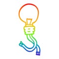 A creative rainbow gradient line drawing cartoon glowing light bulb Royalty Free Stock Photo