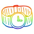 A creative rainbow gradient line drawing cartoon gold wrist watch