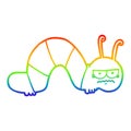 A creative rainbow gradient line drawing cartoon grumpy caterpillar Royalty Free Stock Photo