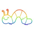 A creative rainbow gradient line drawing cartoon happy bug Royalty Free Stock Photo