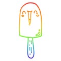 A creative rainbow gradient line drawing cartoon happy ice lolly