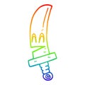 A creative rainbow gradient line drawing cartoon happy magical sword