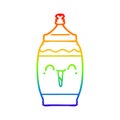 A creative rainbow gradient line drawing cartoon happy sports drink