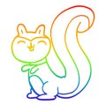 A creative rainbow gradient line drawing cartoon happy squirrel