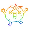 A creative rainbow gradient line drawing cartoon happy tomato