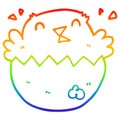 A creative rainbow gradient line drawing cartoon hatching chick