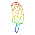 A creative rainbow gradient line drawing cartoon ice cream lolly