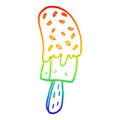 A creative rainbow gradient line drawing cartoon ice cream lolly