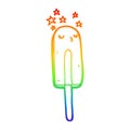 A creative rainbow gradient line drawing cartoon ice lolly