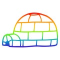 A creative rainbow gradient line drawing cartoon igloo