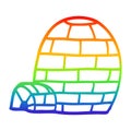 A creative rainbow gradient line drawing cartoon igloo