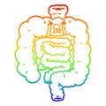 A creative rainbow gradient line drawing cartoon intestines crying