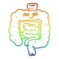 A creative rainbow gradient line drawing cartoon intestines