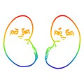 A creative rainbow gradient line drawing cartoon irritated kidneys