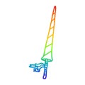 A creative rainbow gradient line drawing cartoon knights lance