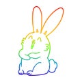 A creative rainbow gradient line drawing cartoon laughing bunny rabbit