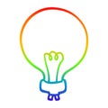 A creative rainbow gradient line drawing cartoon light bulb Royalty Free Stock Photo