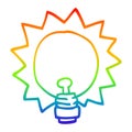 A creative rainbow gradient line drawing cartoon light bulb Royalty Free Stock Photo