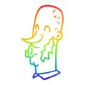A creative rainbow gradient line drawing cartoon man with muttonchop facial hair Royalty Free Stock Photo