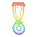 A creative rainbow gradient line drawing cartoon medal