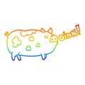 A creative rainbow gradient line drawing cartoon oinking pig Royalty Free Stock Photo