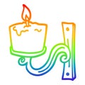 A creative rainbow gradient line drawing cartoon old candle holder Royalty Free Stock Photo