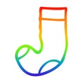 A creative rainbow gradient line drawing cartoon old sock