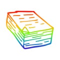 A creative rainbow gradient line drawing cartoon pile of paper