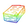 A creative rainbow gradient line drawing cartoon pile of paper