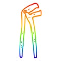 A creative rainbow gradient line drawing cartoon plumbers wrench