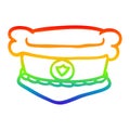 A creative rainbow gradient line drawing cartoon police hat Royalty Free Stock Photo