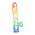 A creative rainbow gradient line drawing cartoon police truncheon