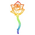 A creative rainbow gradient line drawing cartoon red rose Royalty Free Stock Photo