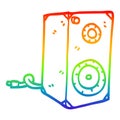 A creative rainbow gradient line drawing cartoon retro speaker Royalty Free Stock Photo