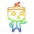 A creative rainbow gradient line drawing cartoon robot accusing