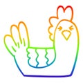 A creative rainbow gradient line drawing cartoon roosting hen