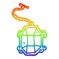 A creative rainbow gradient line drawing cartoon ruby pendant