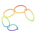 A creative rainbow gradient line drawing cartoon sausages