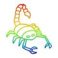 A creative rainbow gradient line drawing cartoon scorpion