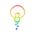 A creative rainbow gradient line drawing cartoon shining light bulb Royalty Free Stock Photo