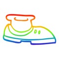 A creative rainbow gradient line drawing cartoon shoe with sock