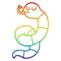 A creative rainbow gradient line drawing cartoon snake coiled