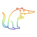 A creative rainbow gradient line drawing cartoon sneaky rat