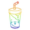 A creative rainbow gradient line drawing cartoon soda cup