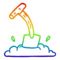 A creative rainbow gradient line drawing cartoon spade